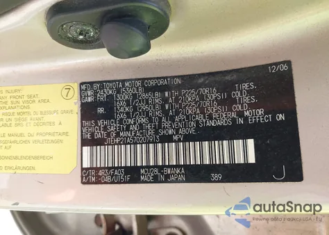 2007 Toyota Highlander Sport V6/V6 из США, поврежденный, VIN JTEHP21A570207913